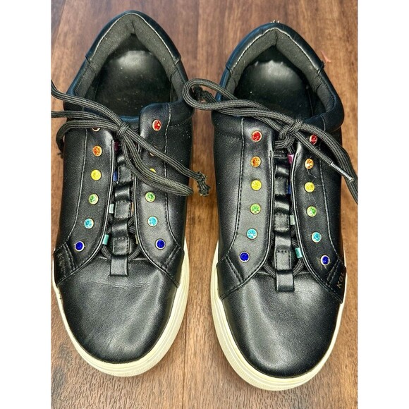Kurt Geiger London Leather Liviah Sneakers Rainbow Crystals Sz 38 (7 US) EUC!! - Picture 1 of 7